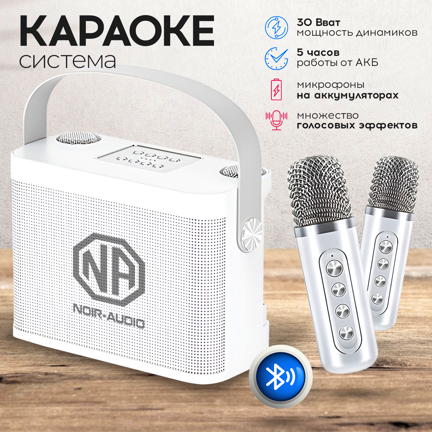 NOIR-audio K-5 акустическая система 30 Ватт с двумя беспроводными микрофонами
